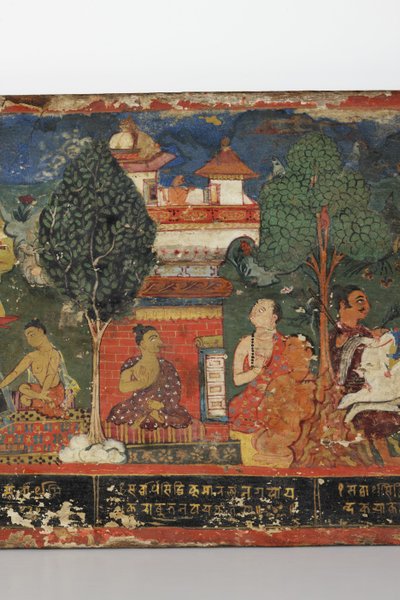 Bir Budist el yazması kapağından detay (ahşap üzerine opak klozet) by Nepalese School