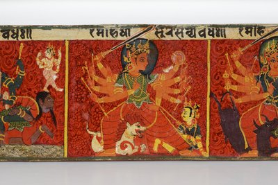 Devimahatmya el yazması kapağından detay (ahşap üzerine opak klozet) by Nepalese School