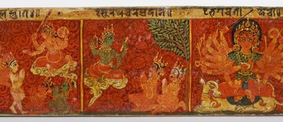 Devimahatmya el yazması kapağından detay (ahşap üzerine opak klozet) by Nepalese School
