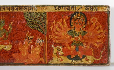 Devimahatmya el yazması kapağından detay (ahşap üzerine opak klozet) by Nepalese School