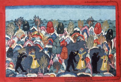 Krishna Dövüşen Jambavata, Ayıların Kralı, c. 1775 by Nepalese School
