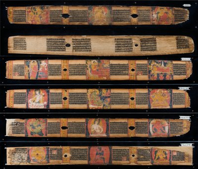 El yazması yapraklar (hurma yapraklarında mürekkep ve renkler) by Nepalese School