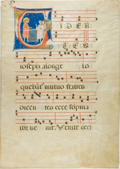 Joseph ve Kardeşleri Kuyuda, Bir Antiphonary'den İlk V by Neri da Rimini