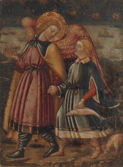 Başmelek Raphael ve Tobias, muhtemelen 1457-63. by Neri di Bicci