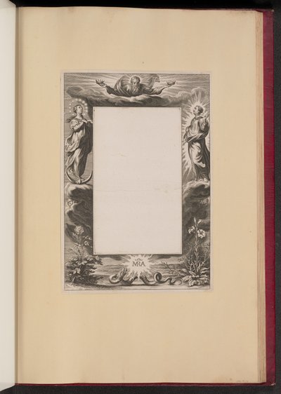 Tanrı Baba, İki Aziz ve Bir Yılan ile Sınır Çizimi by Netherlandish 17th Century