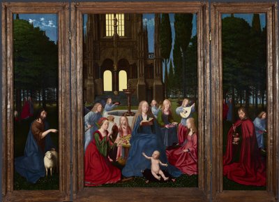 Bir Bahçede Azizler ve Melekler ile Bakire ve Çocuk, c. 1500 by Netherlandish Master