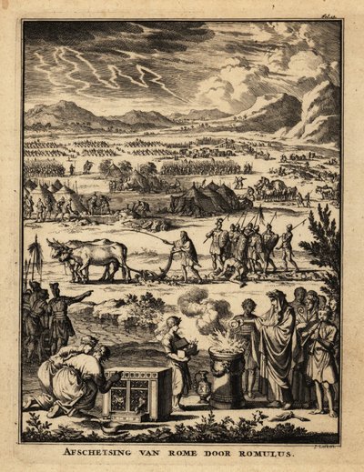 Romalı bir rahip, kilisenin inşasında tanrılara bir kurban sunar. by Netherlandish School