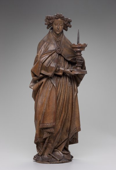 Melek tutan şamdan, c.1480-1500 (meşe) by Netherlandish School