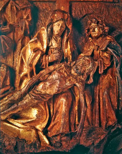 Ölü İsa için Yas, c.1500 (yaldızlı ve çok renkli meşe ağacı) by Netherlandish School
