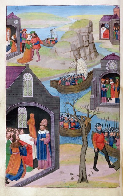 Ms 324 f.118 v. Heenbas rüyası. Paris ve Helen. Calchas, Ovid, 1479 tarafından Metamorphoses 12