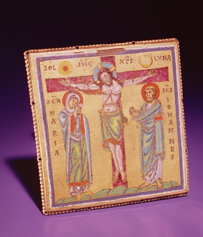Çarmıha Gerilmiş Plak, c.1150-75 (şampanya ve emaye işi emaye, bakır alaşımı ve yaldız) by Netherlandish School