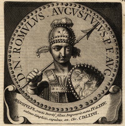 Roma İmparatoru Romulus Augustulus'un portresi. by Netherlandish School
