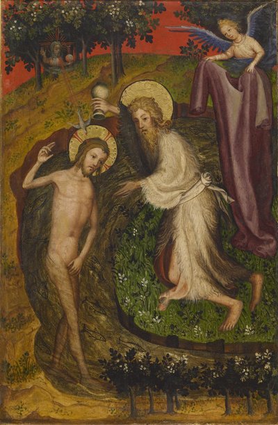 Vaftiz, katlanır bir mihraptan, c.1400 (panelde tempera ve altın varak) by Netherlandish School