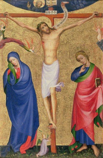 Çarmıha Gerilme, katlanır bir mihraptan, c.1400 (panelde tempera ve altın varak) by Netherlandish School