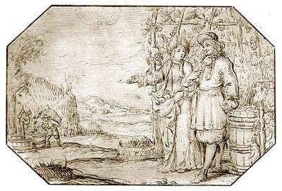 The Four Seasons: Autumn - Harvest, c.1675 (kağıt üzerine kalem ve sepya mürekkep) by Netherlandish School