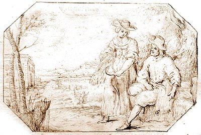 The Four Seasons: Summer - Reaping, 1675 dolayları (kağıt üzerine kalem ve sepya mürekkebi) by Netherlandish School