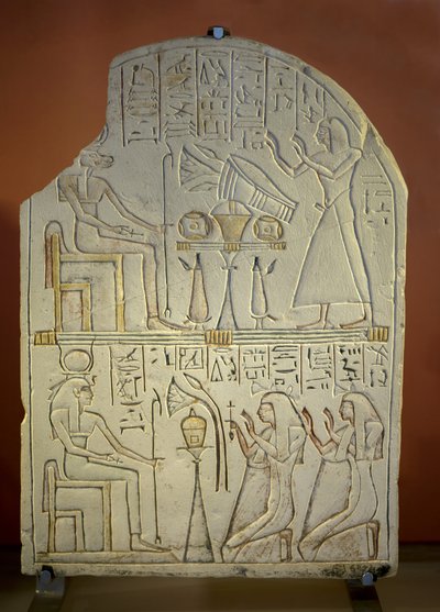 Sanat Mısır Stele de Penboui a Toueris ve Isis Hathor (boyalı kireçtaşı, yeni imparatorluk by New Kingdom Egyptian