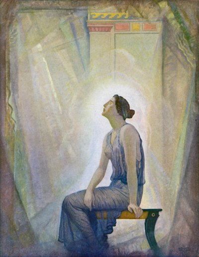 Odyssey: Yas tutan Penelope (renkli taş) by Newell Convers (after) Wyeth
