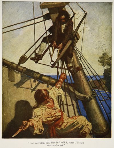 Bir adım daha, Bay Eller, dedi ki ben ve ben de beynini dağıtacağım, Robert Louis Stevenson