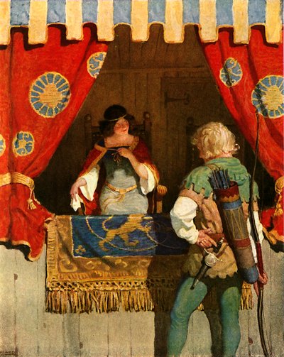 Robin, Hizmetçi Marian ile tanışır by Newell Convers Wyeth