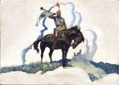 ದಿ ಕಿಂಗ್ಸ್ ಹೆರಾಲ್ಡ್, 1940 (ನವೋದಯ ಫಲಕದಲ್ಲಿ ತೈಲ) turk by Newell Convers Wyeth