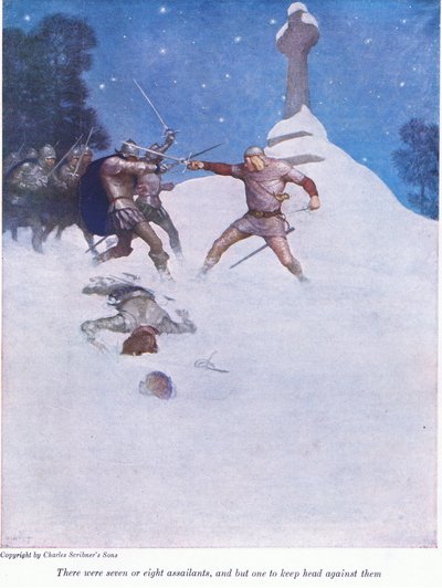 Yedi ya da sekiz saldırgan vardı ve bir tanesi onlara karşı direnecekti, 1916 by Newell Convers Wyeth