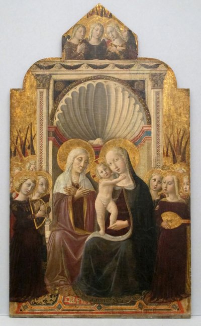 Aziz Anne ve Bakire ve Meleklerle Enthroned Çocuk, ca. 1458-61. by Niccolò da Foligno