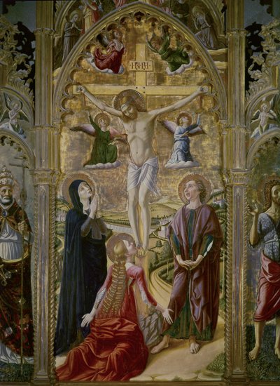 Çarmıha gerilme. 1480. (panel üzerine tempera ve altın) by Niccolo Alunno