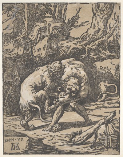 Herkül ve Nemean Aslanı, 1540-50., 1540-50. by Niccolo Vicentino