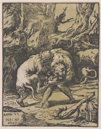 Herkül ve Nemean Aslanı, 1540-50., 1540-50. by Niccolo Vicentino