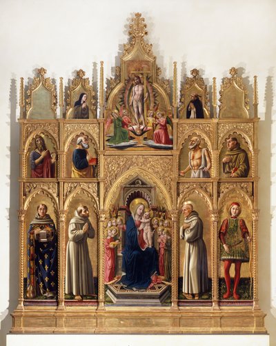 Madonna Çocuk, Melekler ve Azizler ile tahta çıktı (Çagli Polyptych) by Niccolo di Liberatore