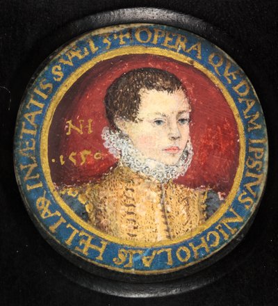 Nicholas Hilliard, 13 yaşında kendi portresi (parşömen üzerine suluboya) by Nicholas (attr.to) Hilliard