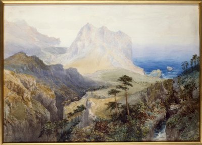A gorge near the sea, Southern Alps, New Zealand by Nicholas Chevalier