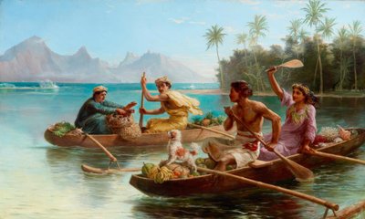N.Chevalier, Pazara Yarış, Tahiti by Nicholas Chevalier