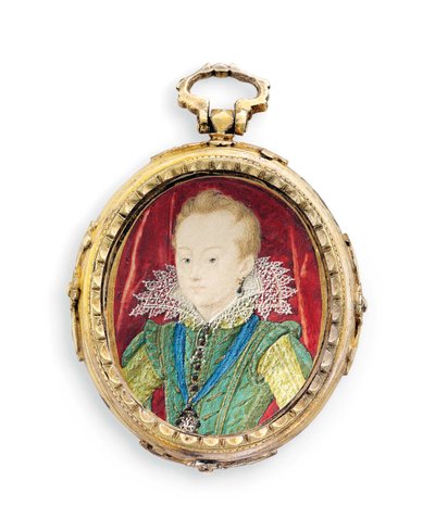 Kral I. Charles, bir çocukken York Dükü (daha sonra yaldızlı metal çerçeve içinde parşömen) by Nicholas Hilliard