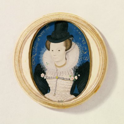 Bilinmeyen bir kadının minyatürü, 1602 (parşömen üzerine wc) by Nicholas Hilliard
