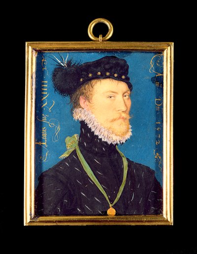 Bilinmeyen Bir Adamın Portresi, 24 yaşında, 1572 (parşömen üzerine wc) by Nicholas Hilliard