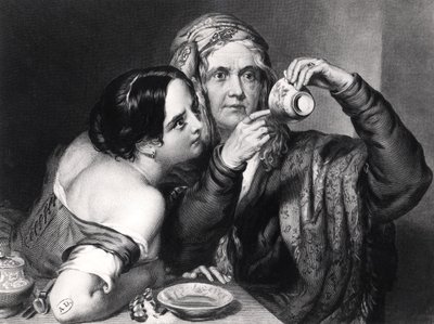 Charles William Sharpe (1818-99) tarafından kazınmış kahve telvesi okuyarak geleceği tahmin etmek by Nicholas Joseph Crowley