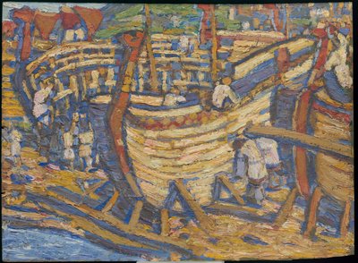 Gemileri İnşa Etmek. Aynı başlıktaki resim için eskiz, 1903 by Nicholas Roerich