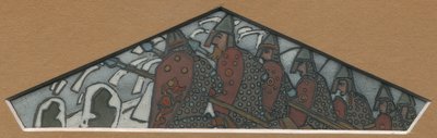 Mayolika frizinin "Northern Life" en sağdaki üçgen dekorasyonu için eskiz, 1905 by Nicholas Roerich