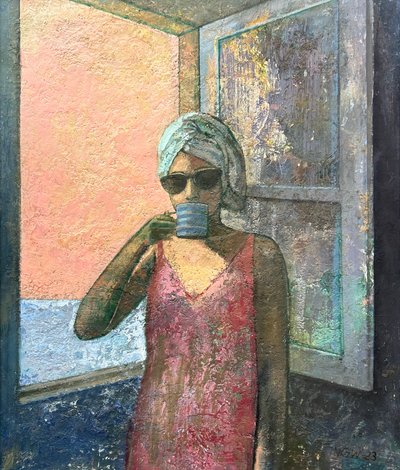Americano, 2023-23 (tahta üzerine yağlıboya) by Nick Williams