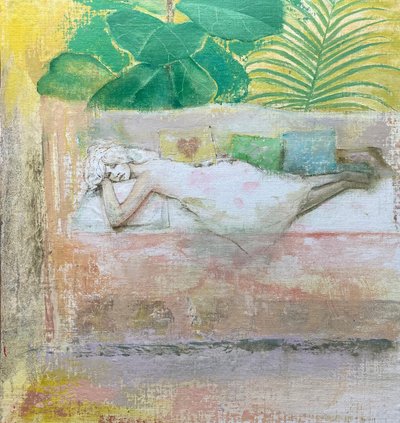 Daybed, 2022-23 (tahta üzerine yağlıboya) by Nick Williams