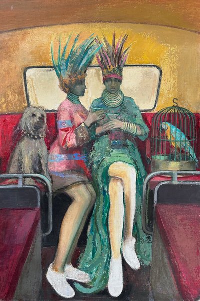 Happy Hour, 2019-23 (tahta üzerine yağlıboya) by Nick Williams
