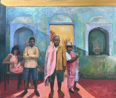 Kafesteki Kuş, 2019-23 (tahta üzerine yağlıboya) by Nick Williams