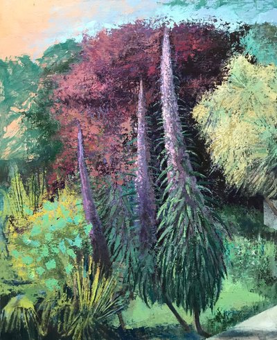 Üç Echium, 2022-23 (tahta üzerine yağlıboya) by Nick Williams