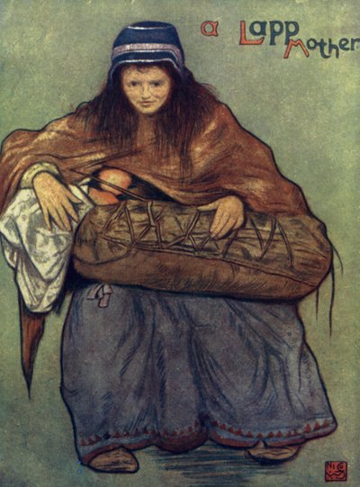 Norveç: Bir Lapp Anne ve Çocuk (renkli taş) by Nico Jungman