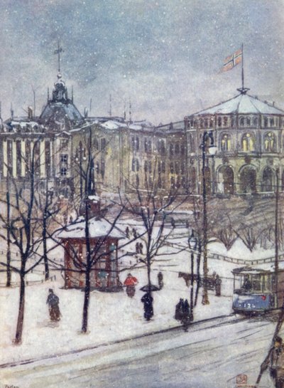 Norveç: Parlamento Binası (Storthing), Christiania (renkli taş) by Nico Jungman