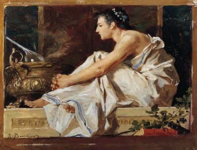 Coğrafya çalışması, yazan Nicolo Barabino (1832-1891), panel üzerine yağlı boya by Nicolo Barabino