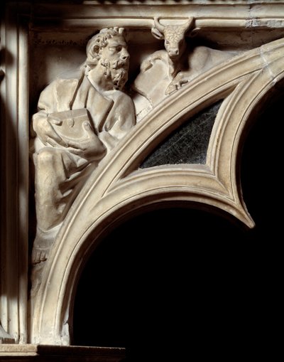 Gotik Sanat: Aziz Luke Evangelist, mermer minber kemerlerinin detayı by Nicola Pisano