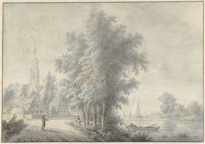 Kilise kulesi olan bir köyün görünümü by Nicolaas Wicart